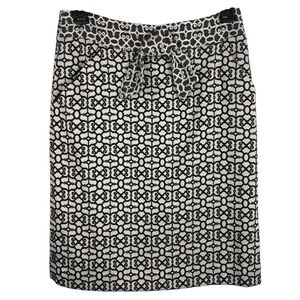 Milly New York | Ivory Dark Brown Print Bow Pencil Skirt